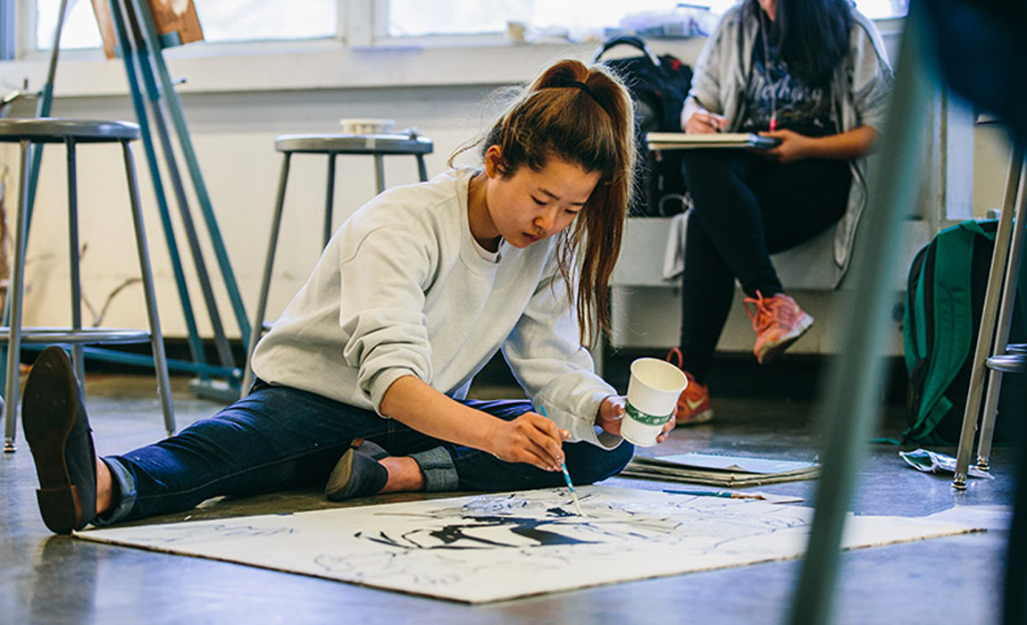 Painter working at Arkansas Art School