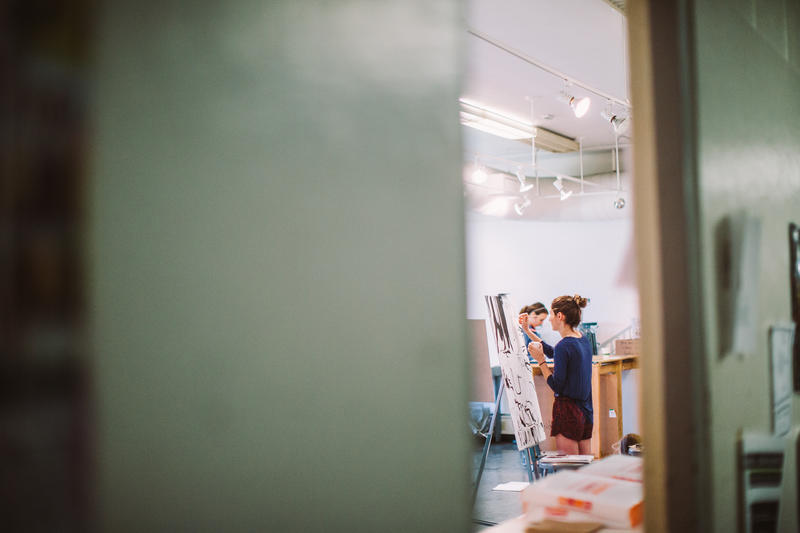 painters in studio at Arkansas Art School